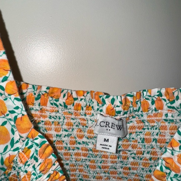J. Crew Orange and Green Smocked Peach Dress - Picture 2 of 3